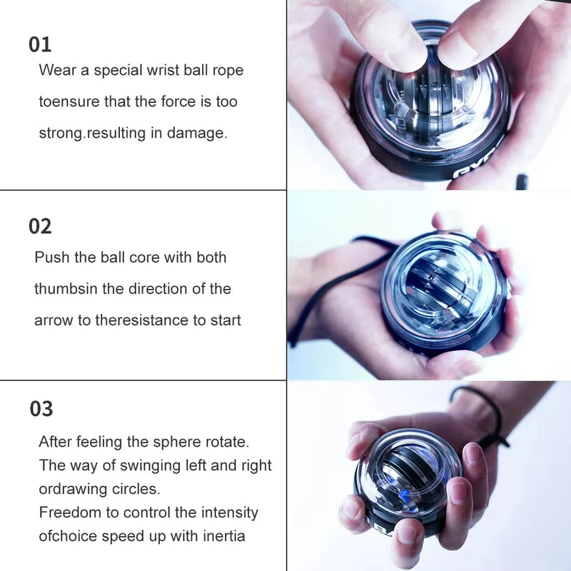 Self-Starting Wrist Gyro Ball Strengthening Device