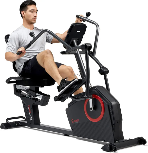 Fitness Elite Recumbent Cross Trainer & Elliptical Machine with Arm Exercisers for Home Arm/Leg Training, Easy Ad