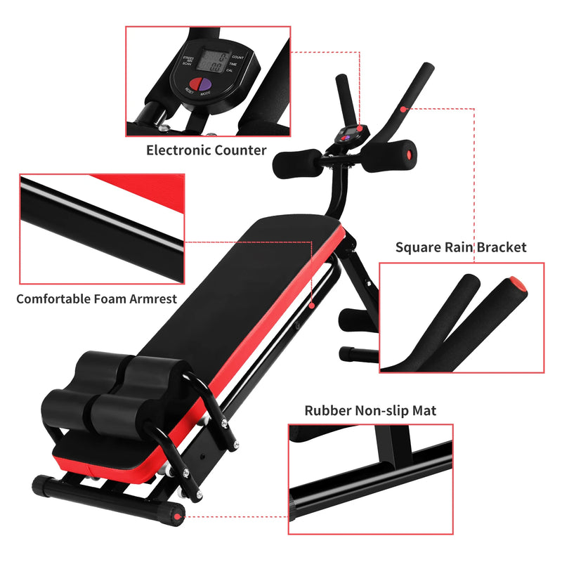 Bigzzia Ab Machine, Ab Workout Equipment Machine for Stomach Workout Foldable Abdominal Trainer Home Gym Adjustable Ab Exercise