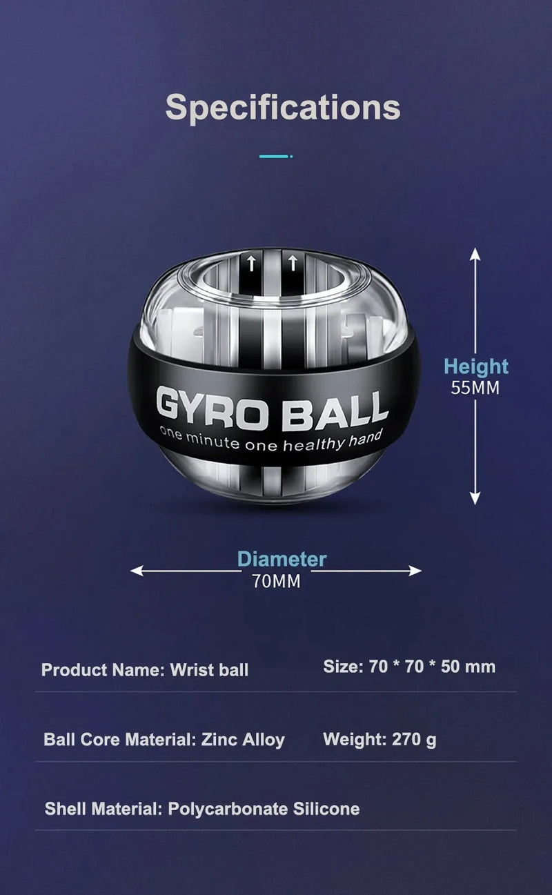 Self-Starting Wrist Gyro Ball Strengthening Device