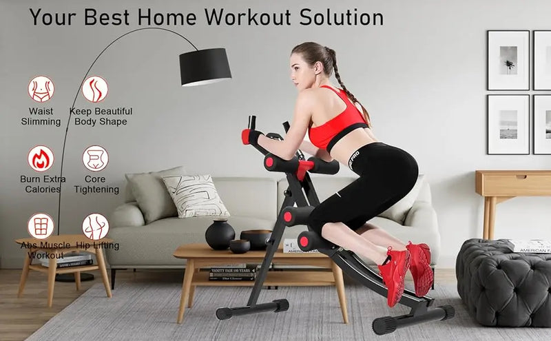 Core & Abdominal Trainers AB Workout Machine Home Gym Strength Training Ab Cruncher Foldable Fitness Equipment