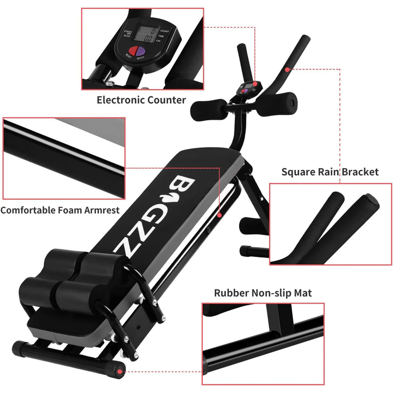 Bigzzia Ab Machine, Ab Workout Equipment Machine for Stomach Workout Foldable Abdominal Trainer Home Gym Adjustable Ab Exercise